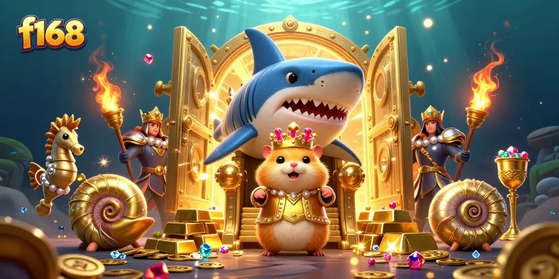 Win big with f168 in an epic underwater treasure adventure featuring a golden hamster king.