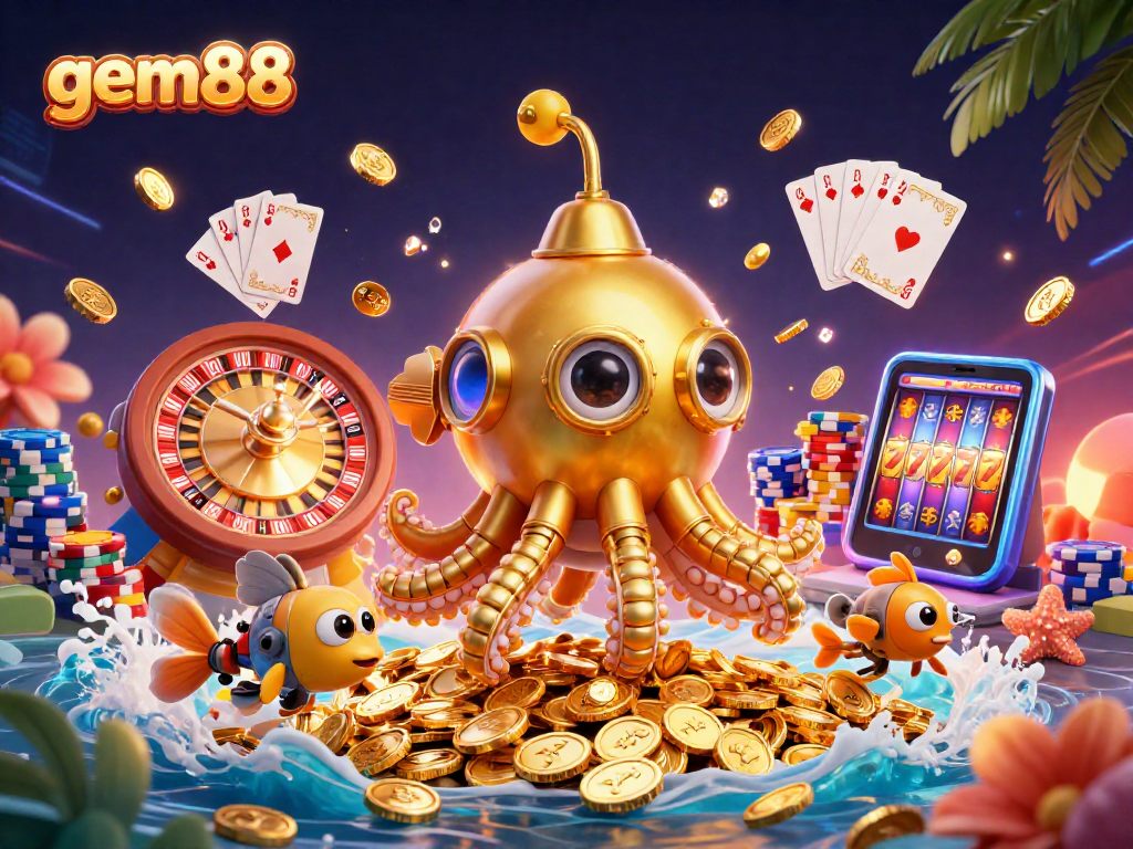 Experience thrilling gameplay at gem88 with vibrant casino elements and engaging characters.