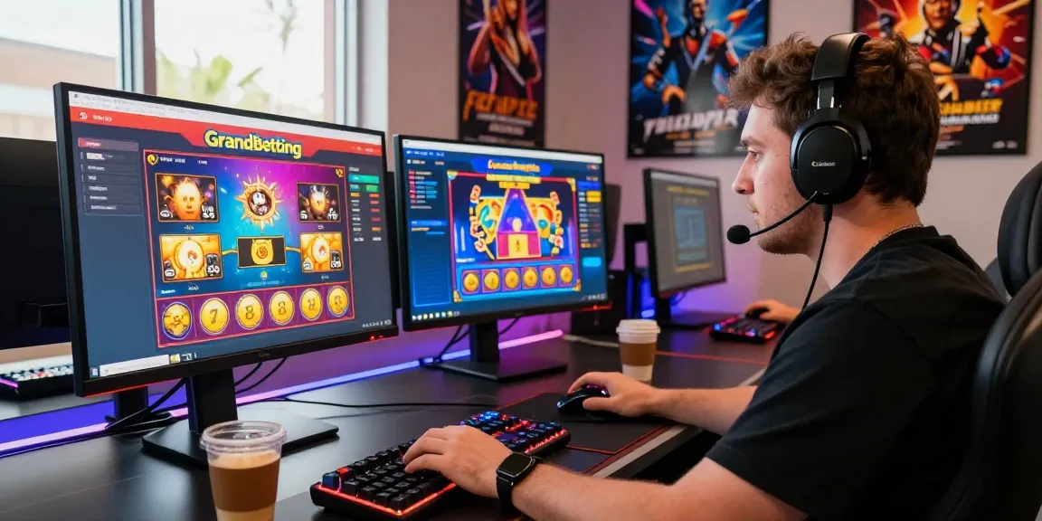 Engaged player enjoying Grandbetting online games on a modern gaming setup.