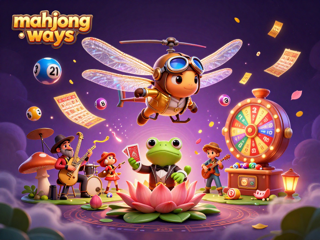 Experience mahjong ways in a vibrant, dynamic casino scene with colorful game elements and characters.