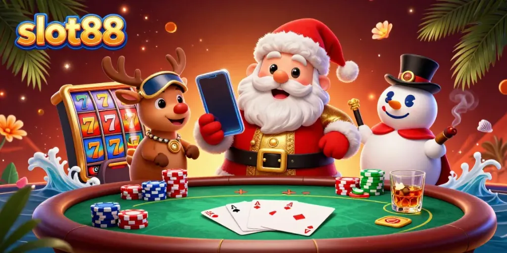 Meraih kemenangan dengan slot88 yang paling gacor, dirayakan oleh karakter ceria di kasino.