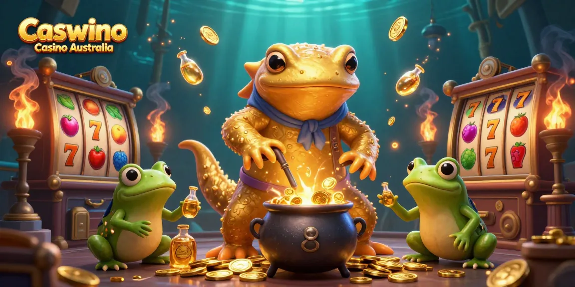 Experience thrilling gameplay at Caswino Casino Australia with vibrant slot reels amid magical elements.