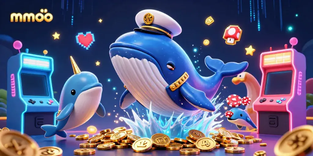 Experience the thrill of mmoo with vibrant casino gaming characters breaching through coins.