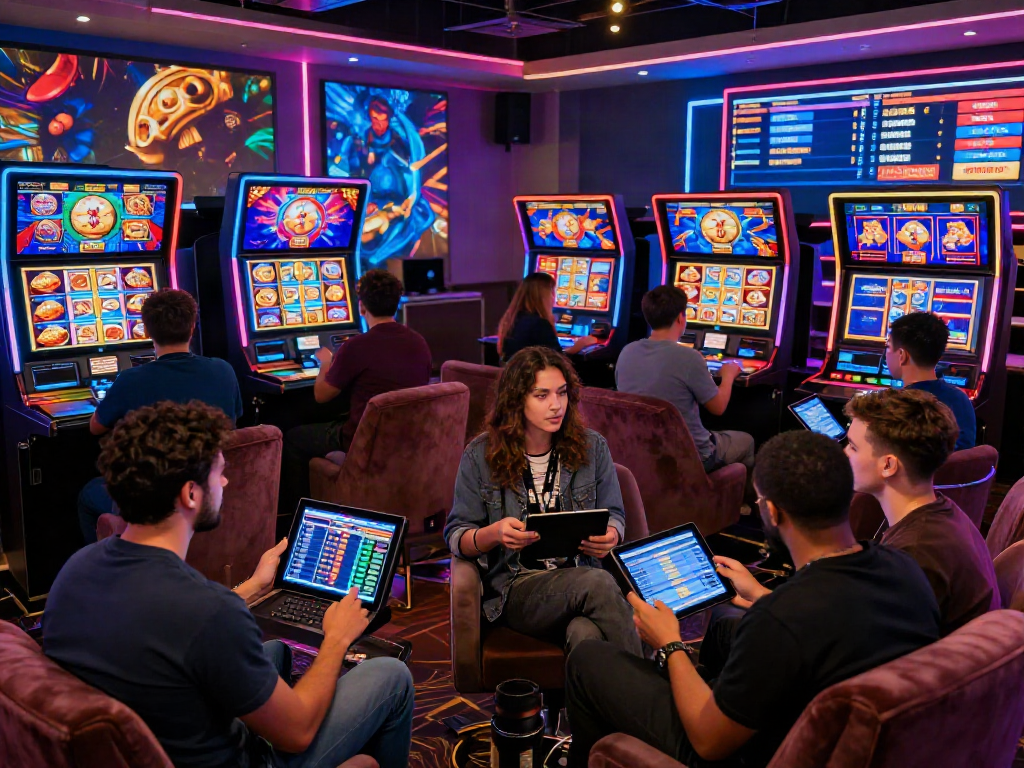 Players enjoying interactive slot online games in a vibrant virtual casino atmosphere.