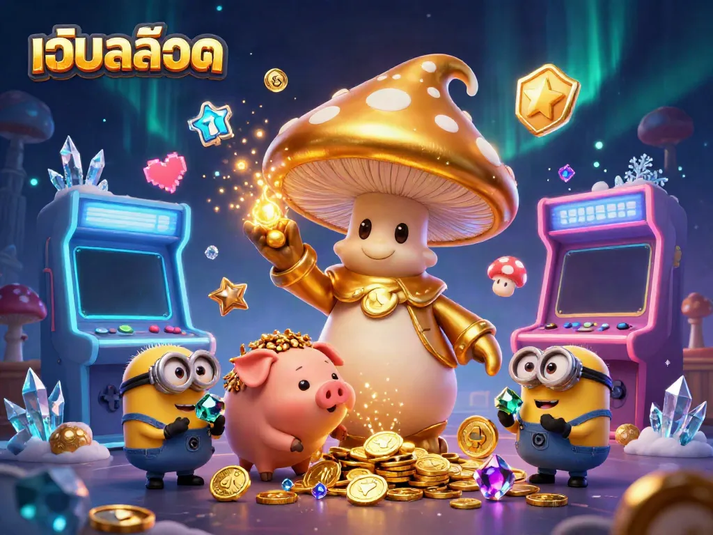 Engage with exciting เว็บสล็อต magic as a wizard creates gold in a lively casino scene.