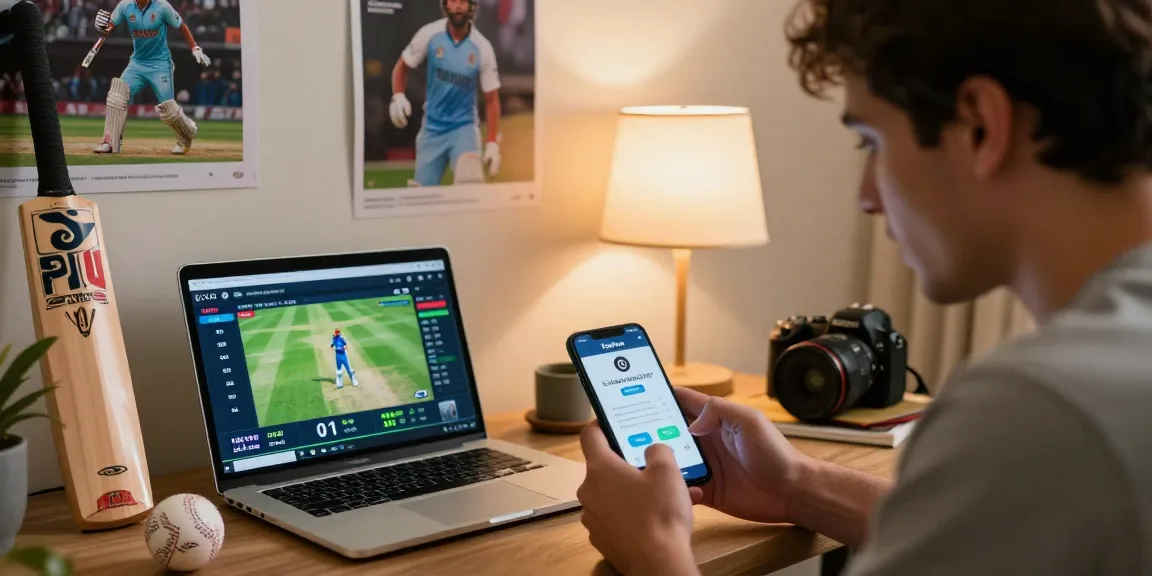 Fair play in cricket betting with a user engaging on the Fairplay app in a cozy setting.