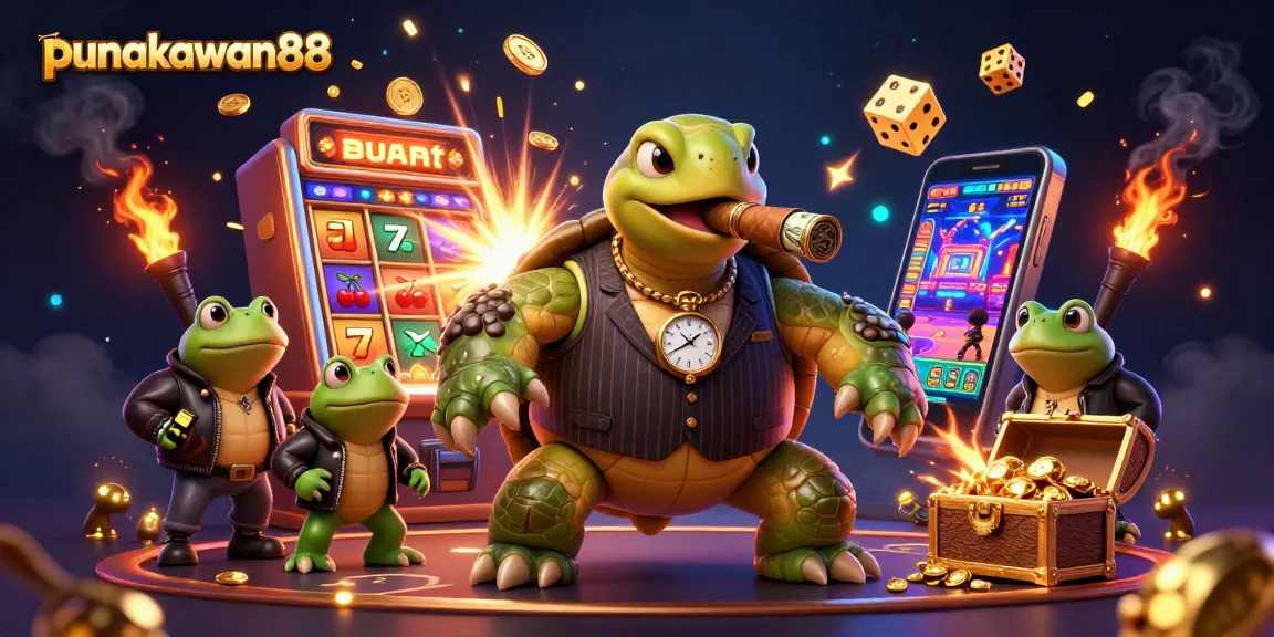 Punakawan88 offers thrilling online gaming with vibrant visuals of jackpots and slot machines.