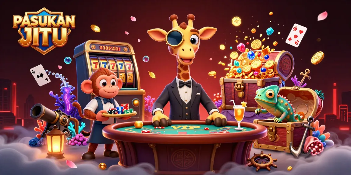 Experience PASUKAN JITU with a thrilling jackpot scene featuring high-roller characters and casino elements.