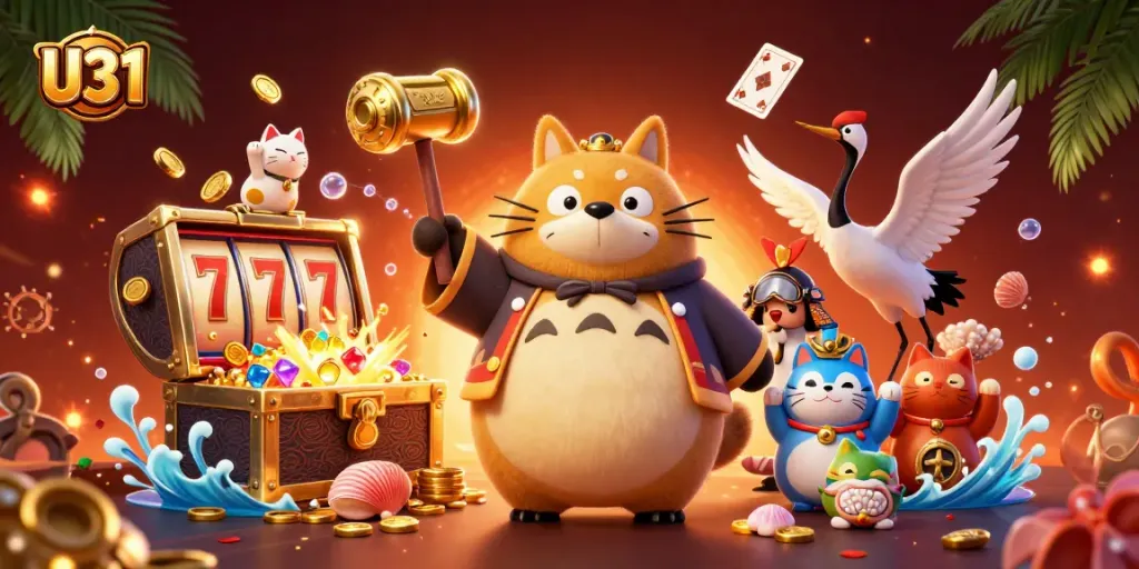 Experience thrilling gameplay at U31 online casino with delightful characters and vibrant game elements.