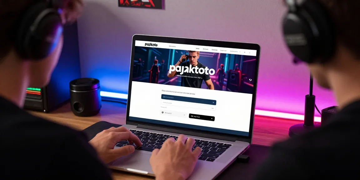 Pajaktoto login interface displayed on a laptop in an engaging and vibrant gaming setup.