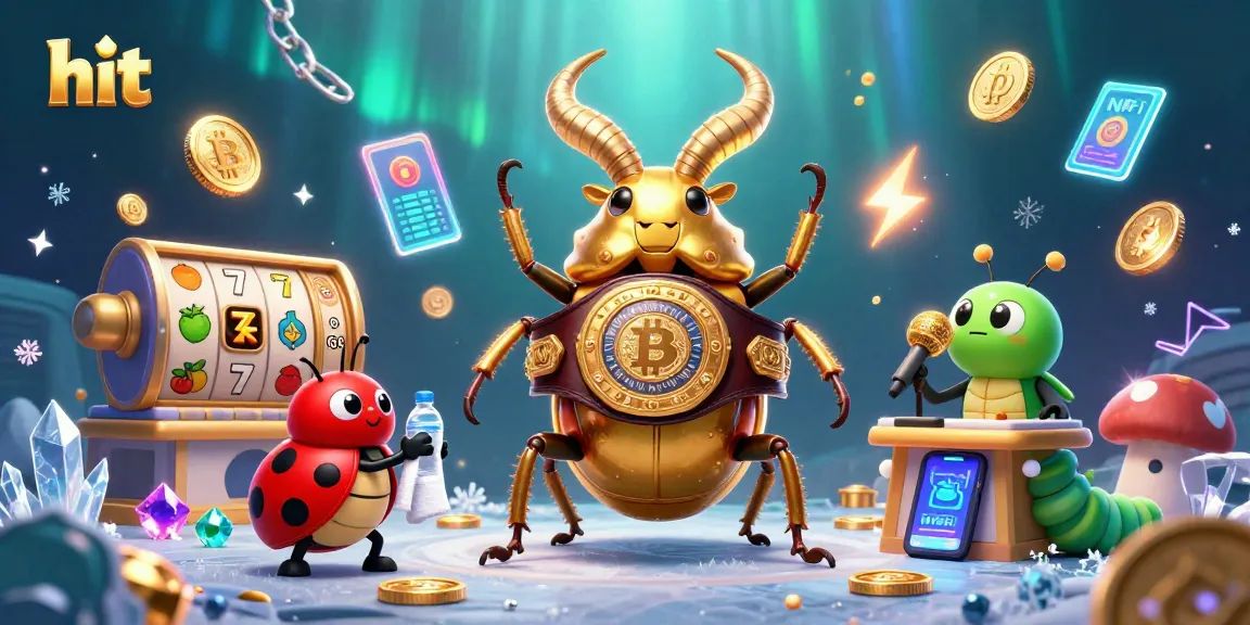 Hit your jackpot with a golden stag beetle in a 3D casino illustration showcasing vibrant game symbols.