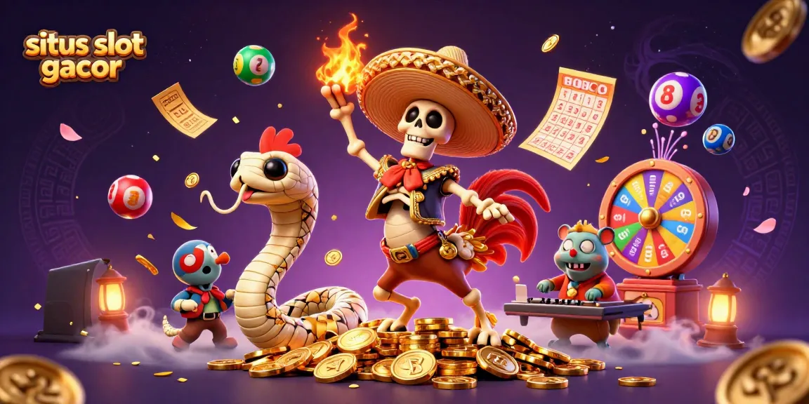 Experience the excitement of situs slot gacor with a lively scene featuring engaging casino characters.